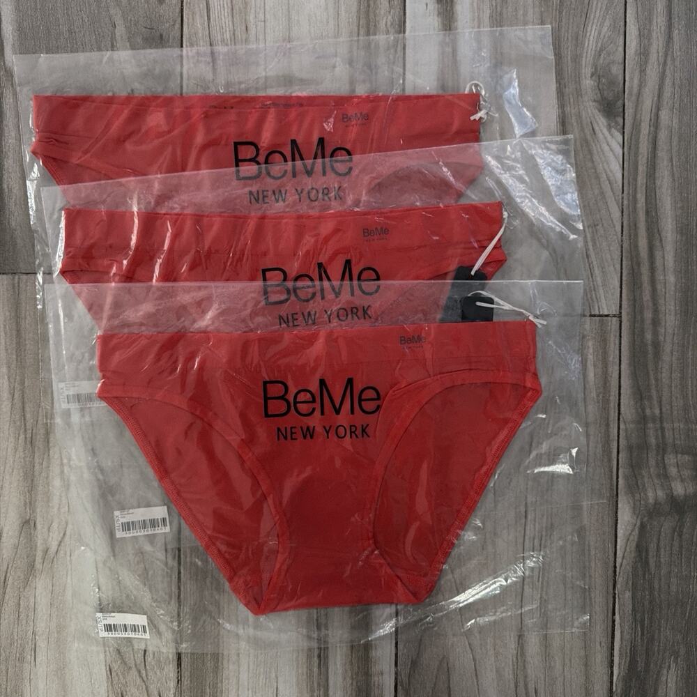 Be Me New York Three Packs Of Red Bikini Underwear For Women In Size Extra Small